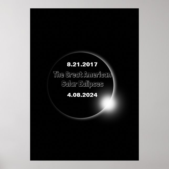 Poster Eclipse Solar Duplamente Datado de 2024 & 2017 (Frente)