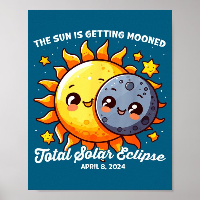 Poster Eclipse Solar Engraçado Abril Sol Obtendo (Frente)