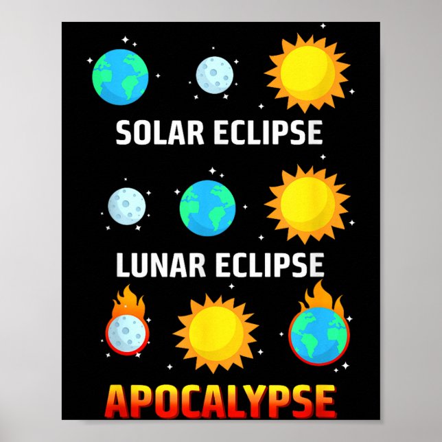 Poster Eclipse Solar Engraçado Eclipse Lunar Apocalipse (Frente)