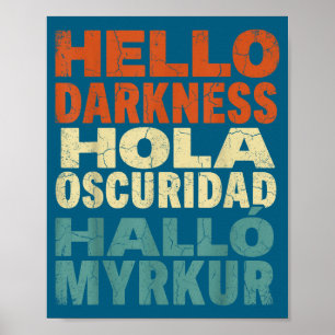 Poster Eclipse Solar Engraçado Olá Escuridão Multilíngue