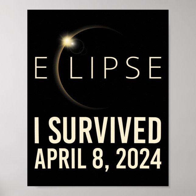 Poster Eclipse Solar Eu Sobrevivi Abril 8 2024 Total Sola (Frente)