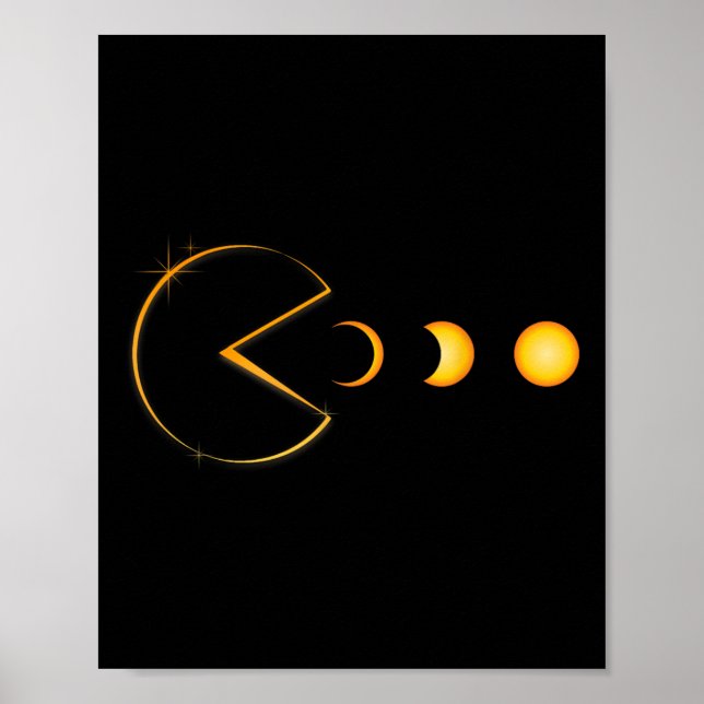 Poster Eclipse Solar Funso Gamer Comendo Homens Solares B (Frente)