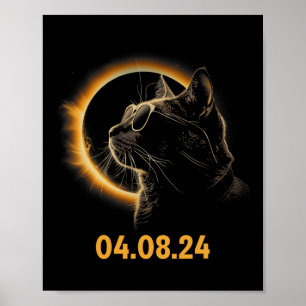 Poster Eclipse Solar Gato Óculos Eclipse Solar Diversão d