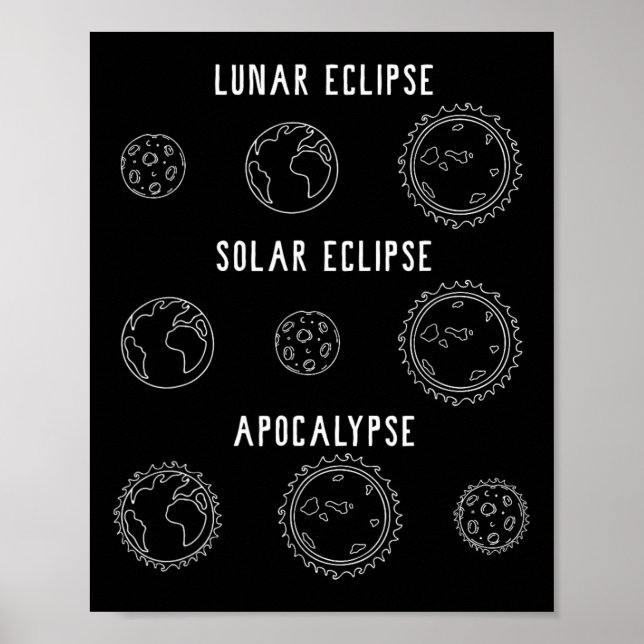Poster Eclipse Solar Lunar Apocalypse Astronomy Nerd Scie (Frente)