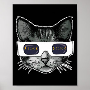 Poster Eclipse Solar Óculos Eclipse Solares Vestindo Gato