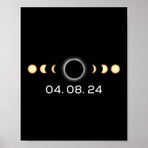 Poster Eclipse Solar Total 04.08.2024 Fases Totais