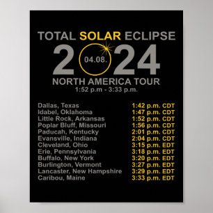 Poster Eclipse Solar Total 2024 Abril 8 Caminho Do Eclip