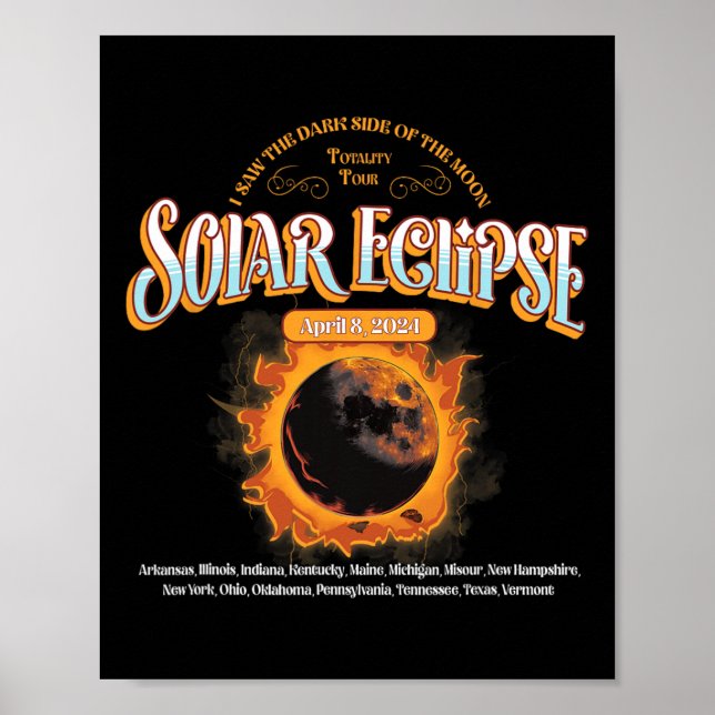 Poster Eclipse Solar Total 2024 Abril 8 Caminho Do Eclip (Frente)