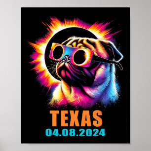 Poster Eclipse Solar Total 2024 Cachorro Com Gles