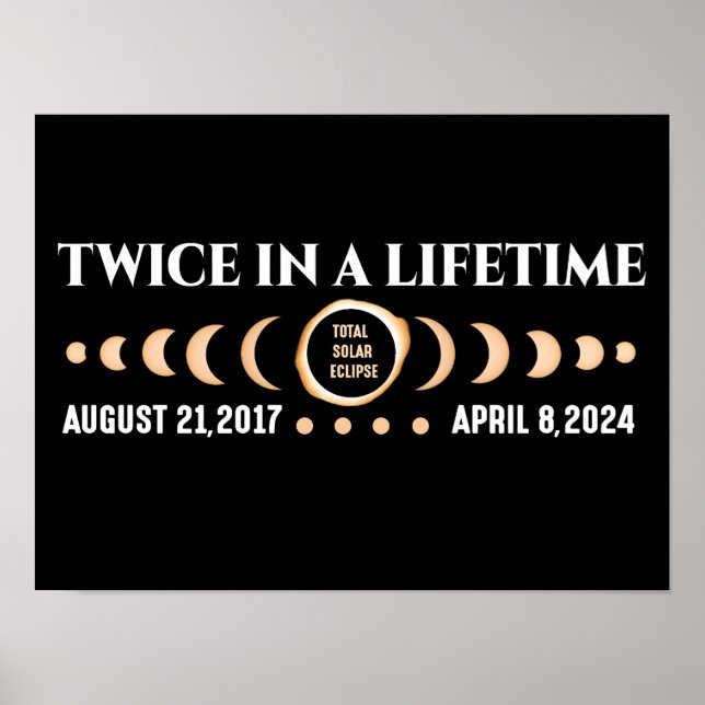 Poster Eclipse Solar Total 2024 Duas Vezes Na Vida (Frente)