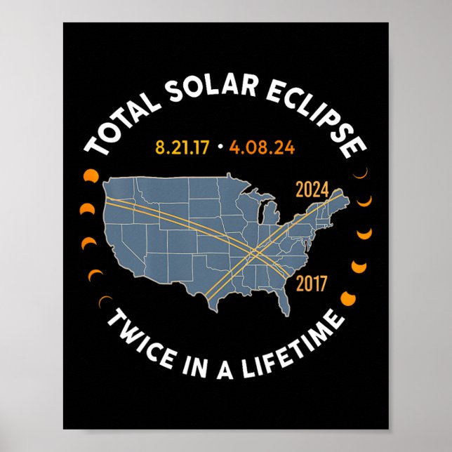 Poster Eclipse Solar Total 2024 Duas Vezes Na Vida 2017 (Frente)