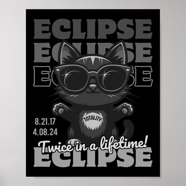 Poster Eclipse Solar Total 2024 Duas Vezes Num Total De V (Frente)
