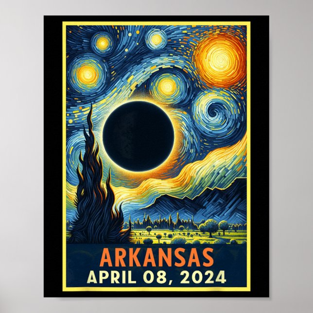 Poster Eclipse Solar Total 2024 Noite Estrelada (Frente)