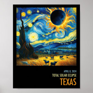 Poster Eclipse Solar Total 2024 Texas