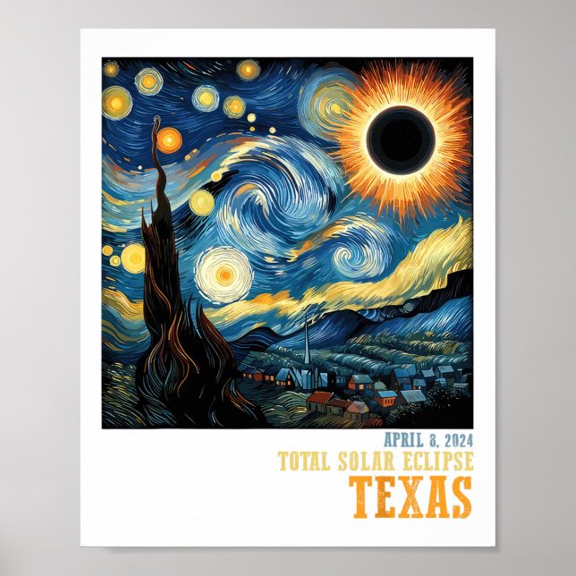 Poster Eclipse Solar Total 2024 Texas For Men Women (Frente)