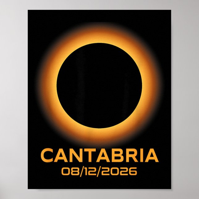 Poster Eclipse Solar Total 2026 Cantabria Espanha Totalid (Frente)