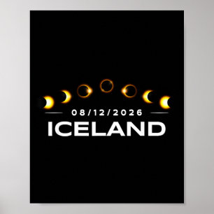Poster Eclipse Solar Total 2026 Islândia Totalidade