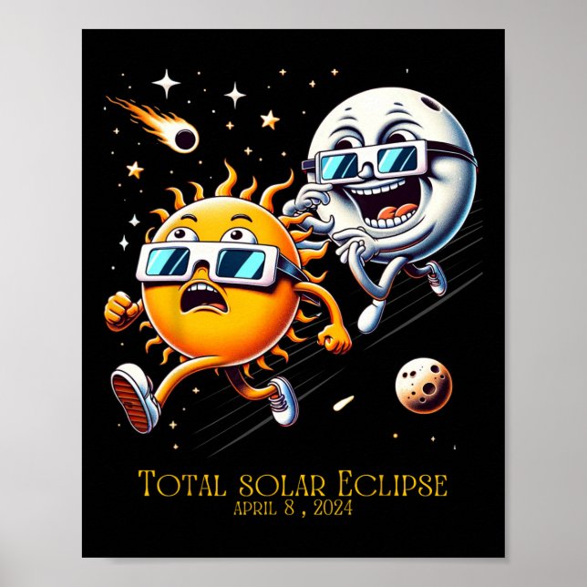 Poster Eclipse Solar Total 8-4-2024 Sun Frota Moon Eclips (Frente)
