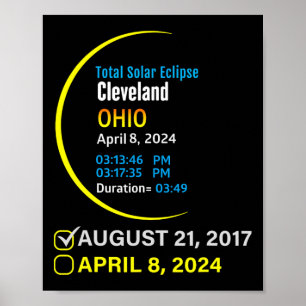 Poster Eclipse Solar Total 8 de Abril de 2024 Ohio Clevel