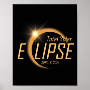 Poster Eclipse Solar Total abril 8 2024 Astronom Totality