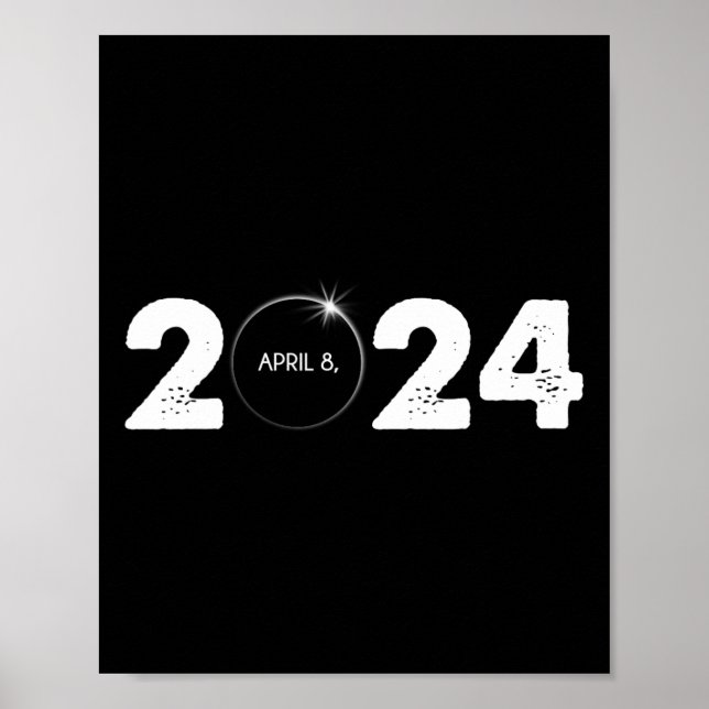 Poster Eclipse Solar Total Abril 8 De Abril De 2024 Camin (Frente)