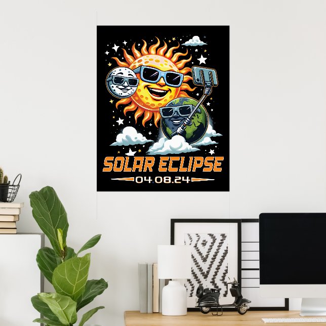 Poster Eclipse Solar Total abril de 2024 (Escritório em casa)