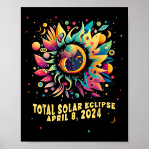 Poster Eclipse Solar Total abril de 2024 Pop de Hippie
