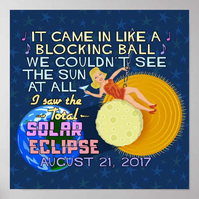 Pôster Eclipse Solar Total agosto 21 2017 Funny Americana (Frente)