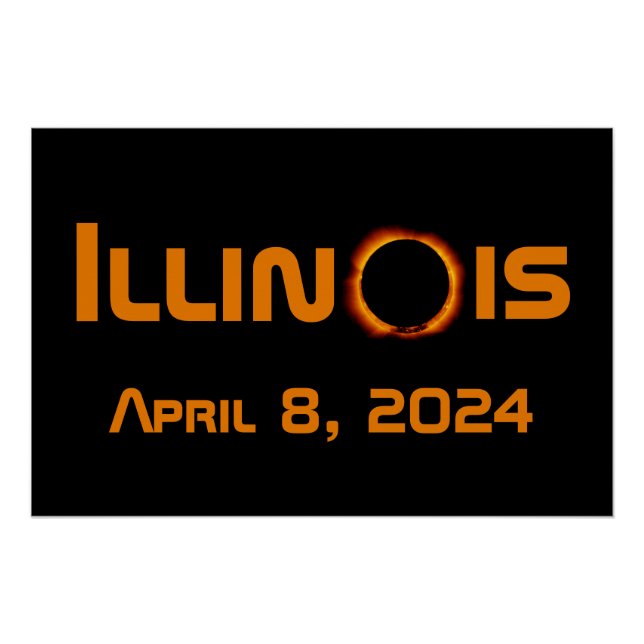 Pôster Eclipse Solar Total de 2024 Illinois (Frente)
