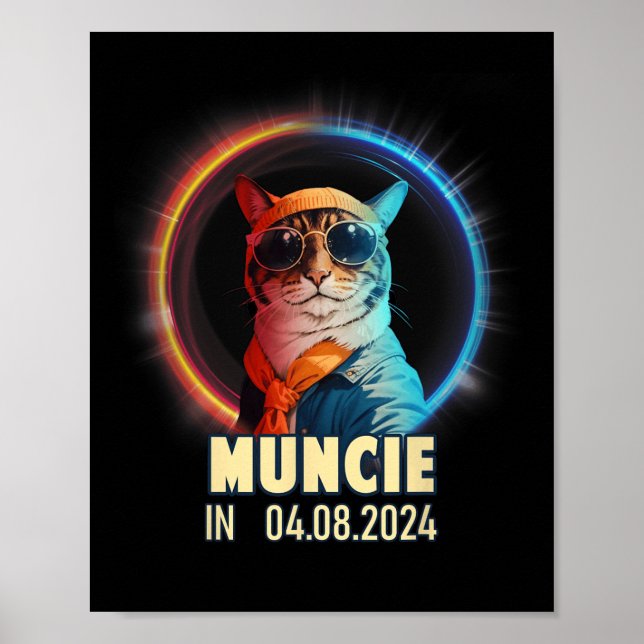 Poster Eclipse Solar Total de Muncie Indiana 2024 (Frente)