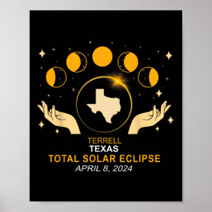 Poster Eclipse Solar Total de Terrell 2024 8 de Abril