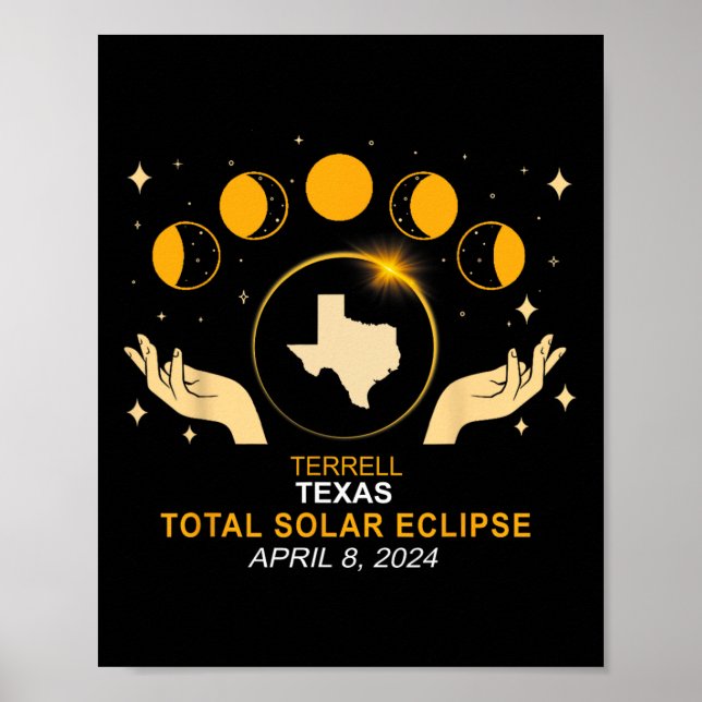Poster Eclipse Solar Total de Terrell 2024 8 de Abril (Frente)