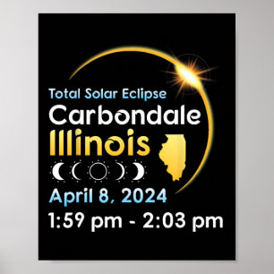 Poster Eclipse Solar Total Em Carbondale Illinois Em Apri