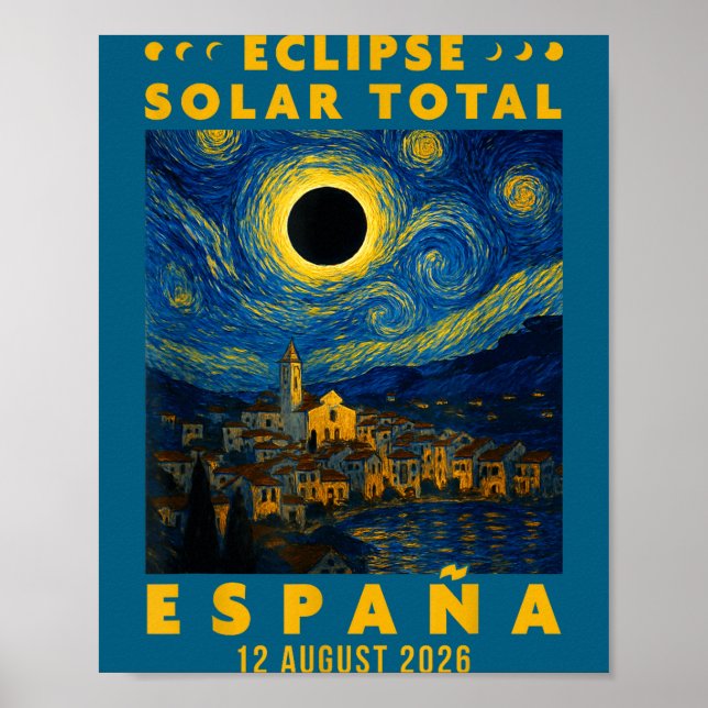 Poster Eclipse Solar Total Espanha 2026  (Frente)