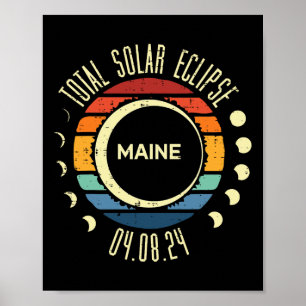 Poster Eclipse Solar Total Maine Vintage 04.08.24 Homens 