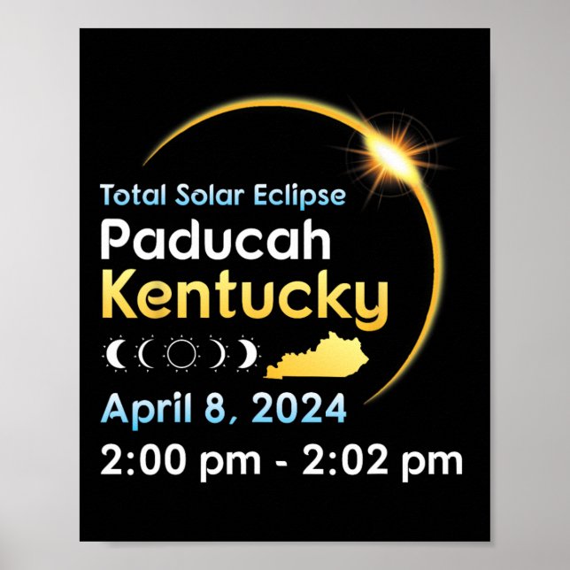 Poster Eclipse Solar Total No Páducah Kentucky No Dia 0 D (Frente)