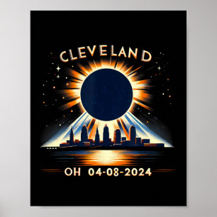 Poster Eclipse Solar Total Oh abril 2024 Cleveland Sol