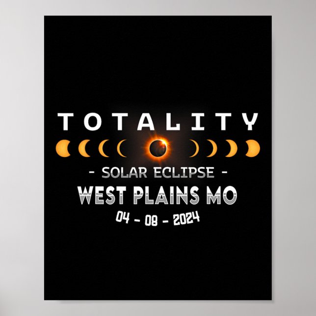 Poster Eclipse Solar Total West Plains Mo 2024 (Frente)