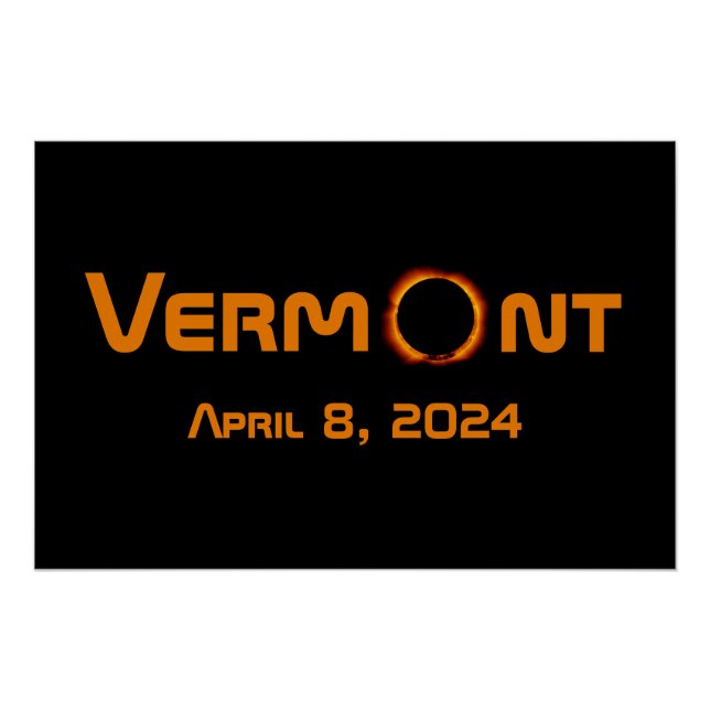 Pôster Eclipse Solar Totalmente Vermont 2024 (Frente)