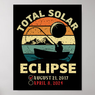 Poster Eclipse Solar Vintage 2024 Totalidade Pesca Abril