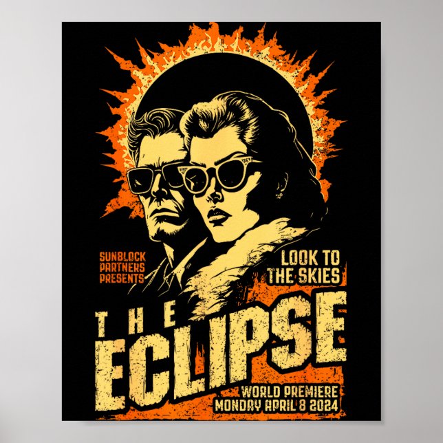 Pôster Eclipse Solar Vintage Ficção Científica (Frente)