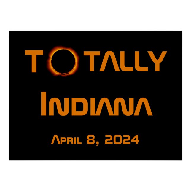 Pôster Eclipse Total do Indiana 2024 (Frente)