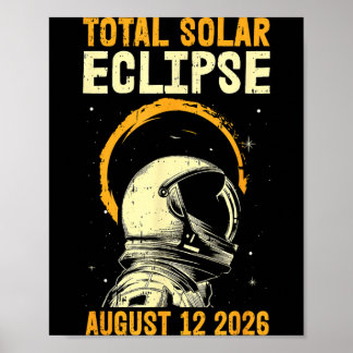 Poster Eclipse Total do Sol 12 de Agosto de 2026 Arte