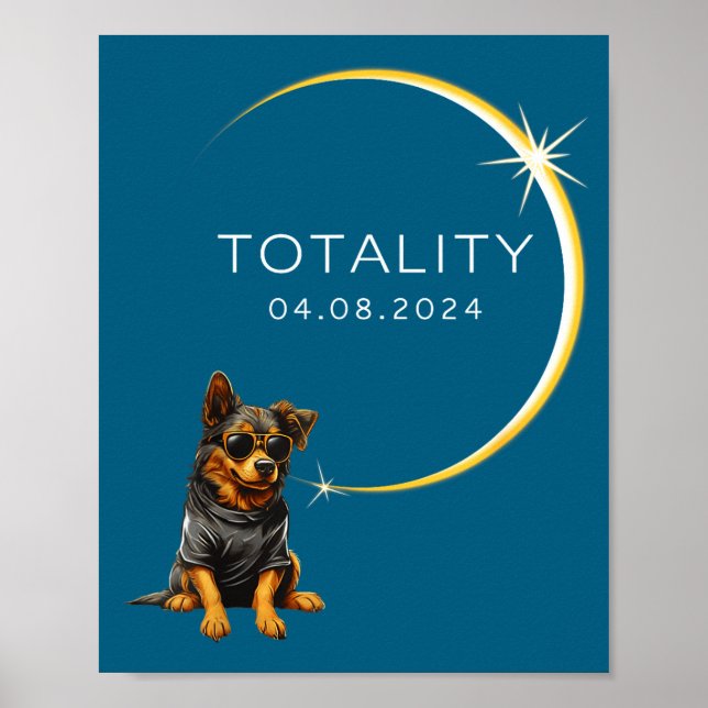 Poster Eclipse Total do Sol Cachorro 2024 Totalidade Cach (Frente)