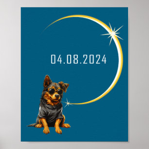 Poster Eclipse Total do Sol Cachorro Total 2024 Totalidad