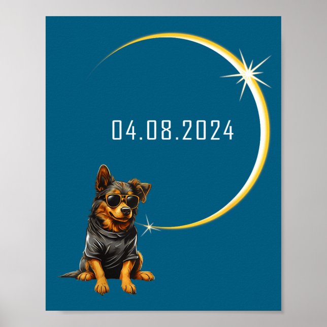 Poster Eclipse Total do Sol Cachorro Total 2024 Totalidad (Frente)
