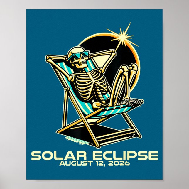 Poster Eclipse Total do Sol Esqueleto Engraçado (Frente)