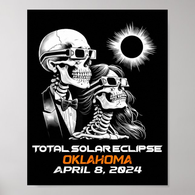 Poster Eclipse Total do Sol Esqueleto Oklahoma Ok (Frente)
