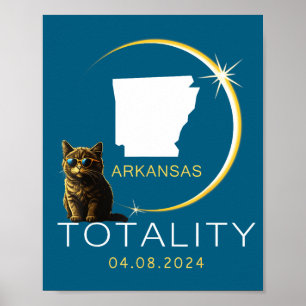 Poster Eclipse Total do Sol no Arkansas 2024 Gatos Divert