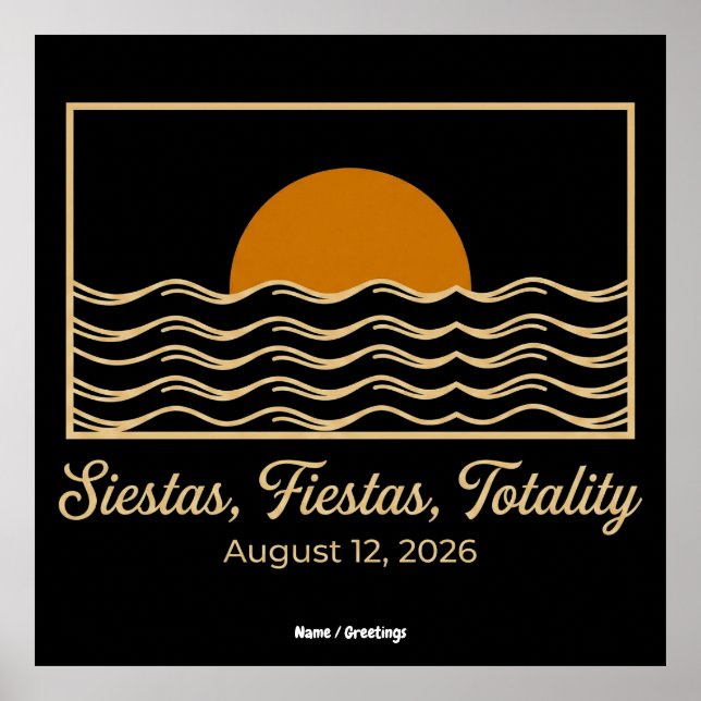 Poster Eclipse Total Siestas Fiestas Espanha 2026  (Frente)